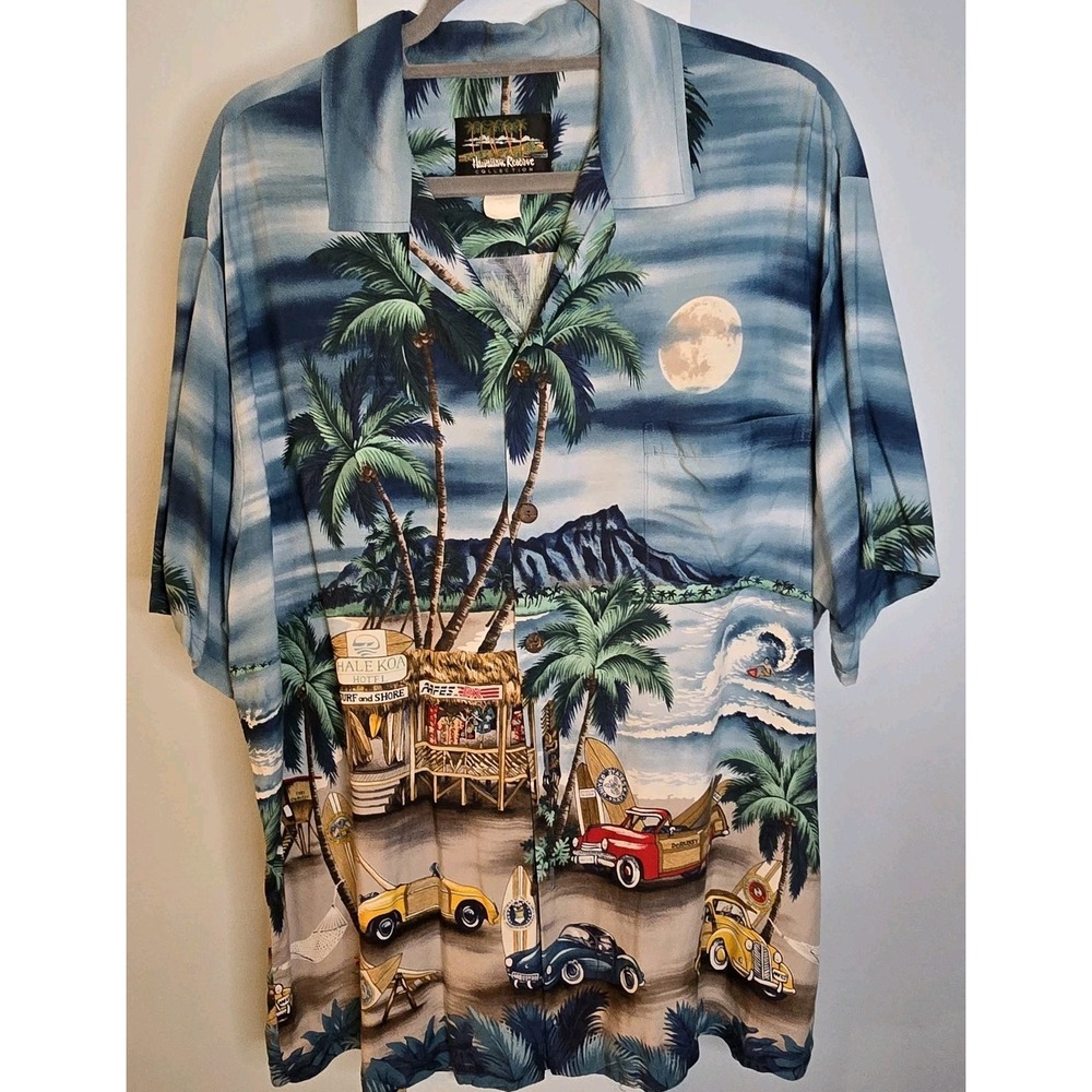Hawaiian Reserve Collection Men's Short Sleeve XLarge Surfer All Over Print